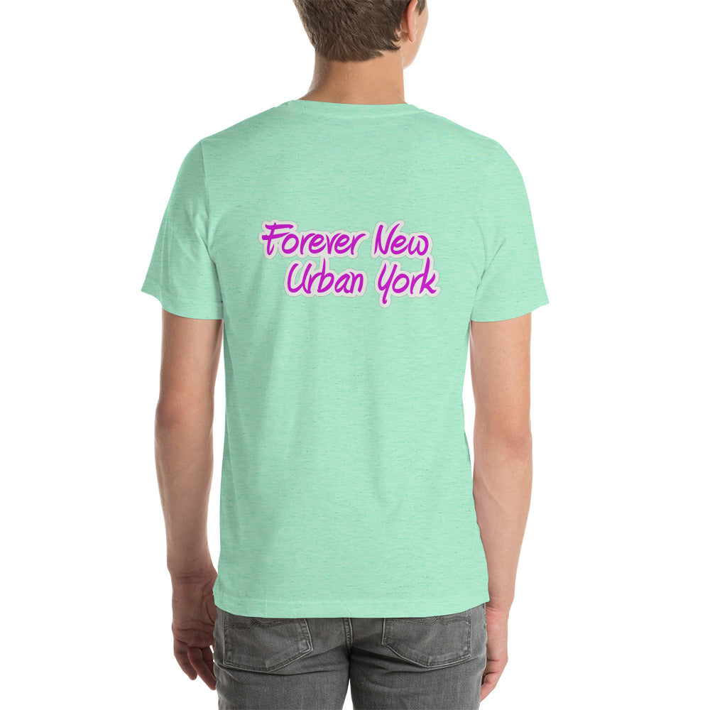 Pink FUNY Logo Short-sleeve unisex t-shirt heather mint back