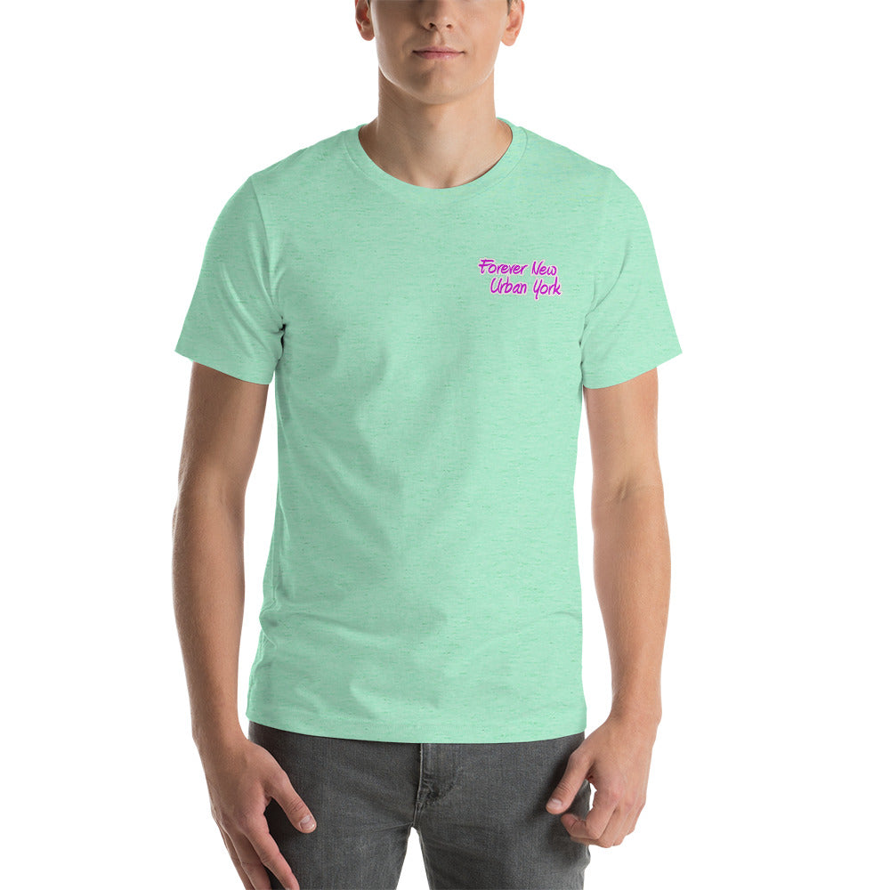 Pink FUNY Logo Short-sleeve unisex t-shirt heather mint front