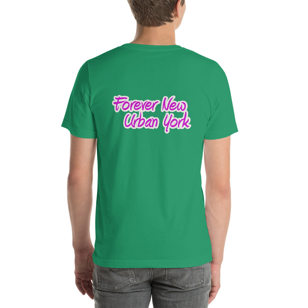 Pink FUNY Logo Short-sleeve unisex t-shirt kelly back